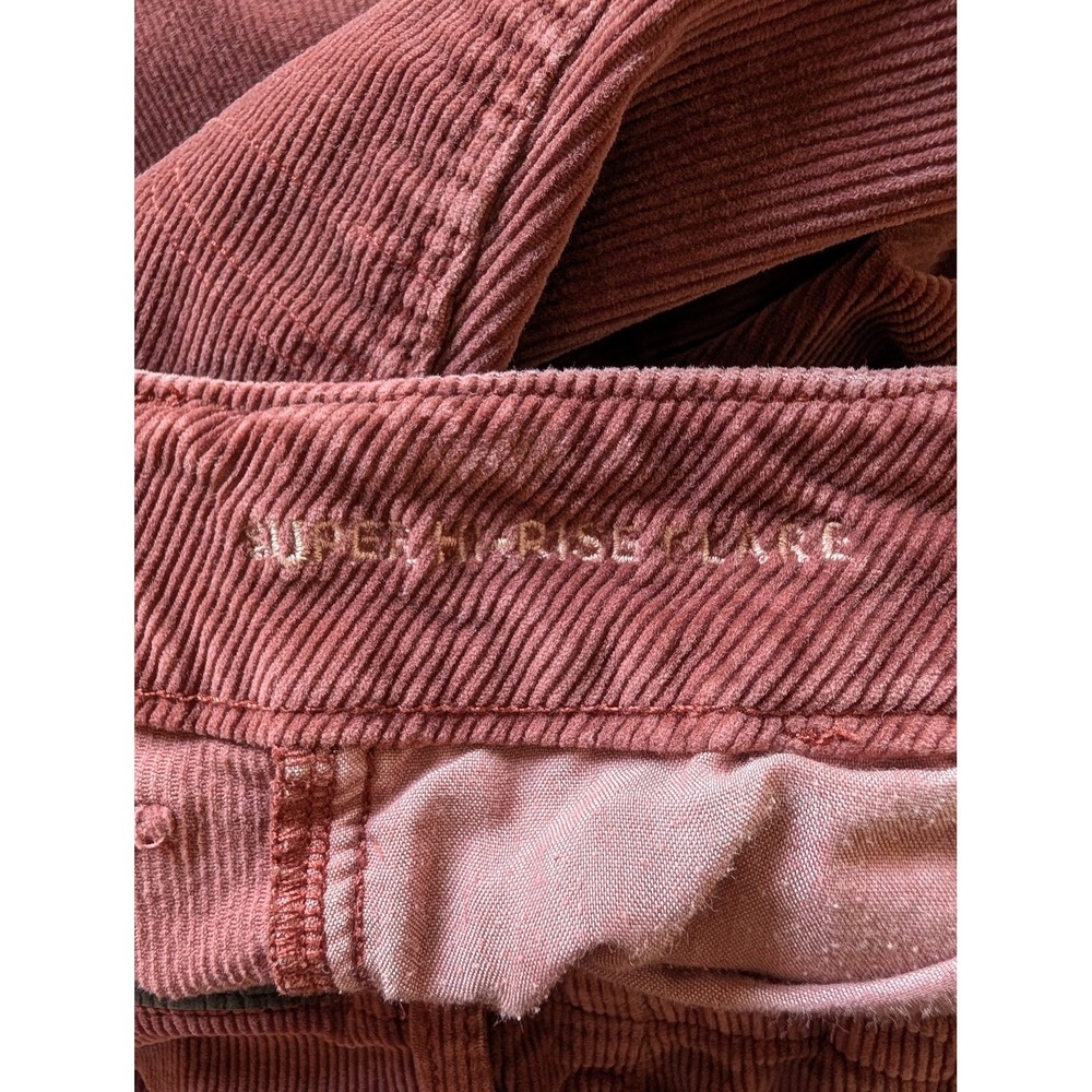 American Eagle Burgundy Corduroy‎ High Rise Flare Pants Button Fly Womens 4S - Picture 6 of 8